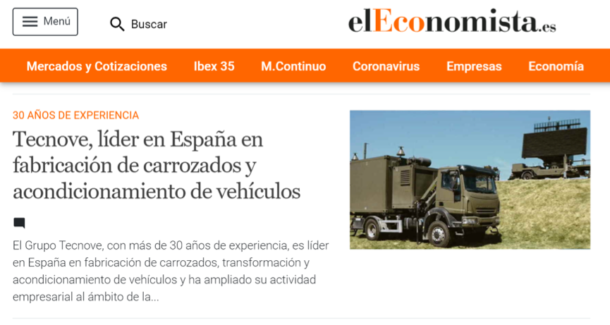 TECNOVE en el “Especial Defensa” del diario “El Economista”