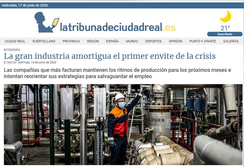 Según el diario LA TRIBUNA, la gran industria amortigua el primer envite de la crisis derivada de la pandemia de la Covid-19