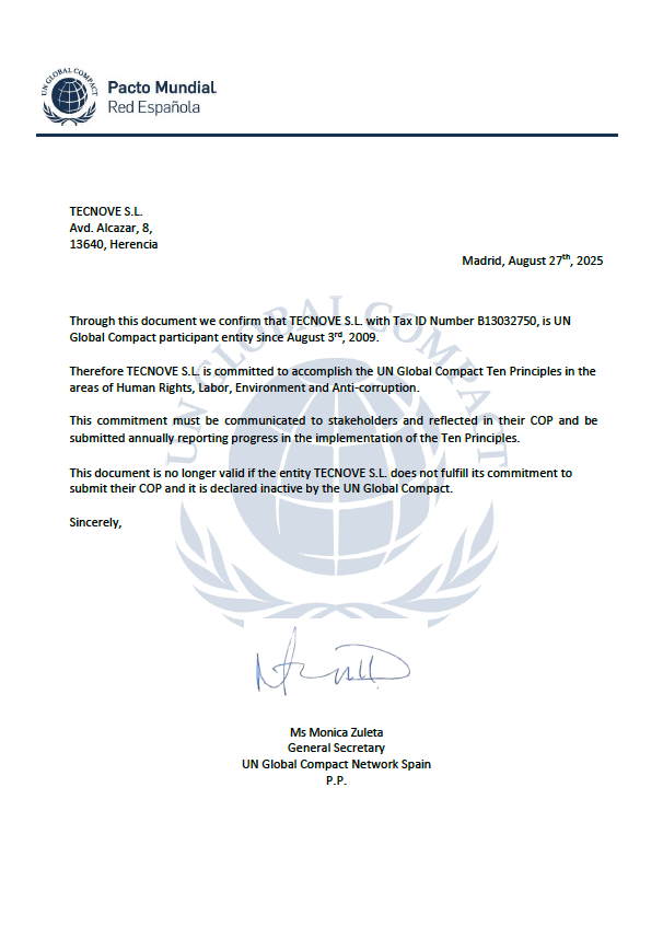 Tecnove Global Compact United Nations Global Network